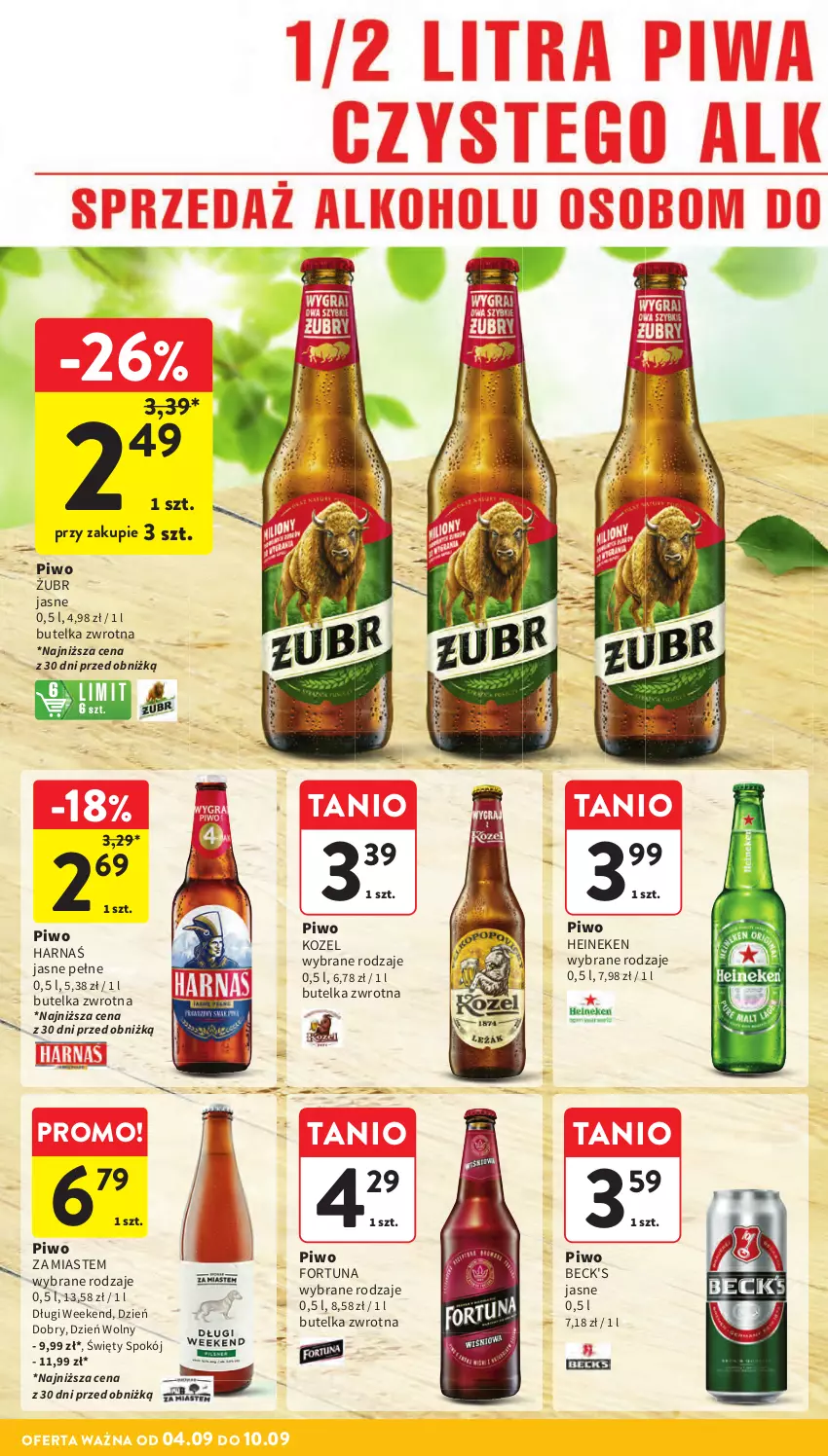 Gazetka promocyjna Intermarche - Gazetka promocyjna - ważna 04.09 do 10.09.2025 - strona 32 - produkty: Fortuna, Harnaś, Heineken, Kozel, Piwo
