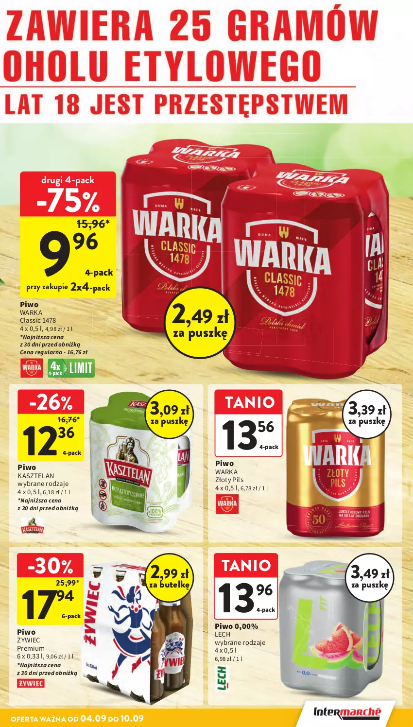 Gazetka promocyjna Intermarche - Gazetka promocyjna - ważna 04.09 do 10.09.2025 - strona 33 - produkty: Kasztelan, Piwo, Warka