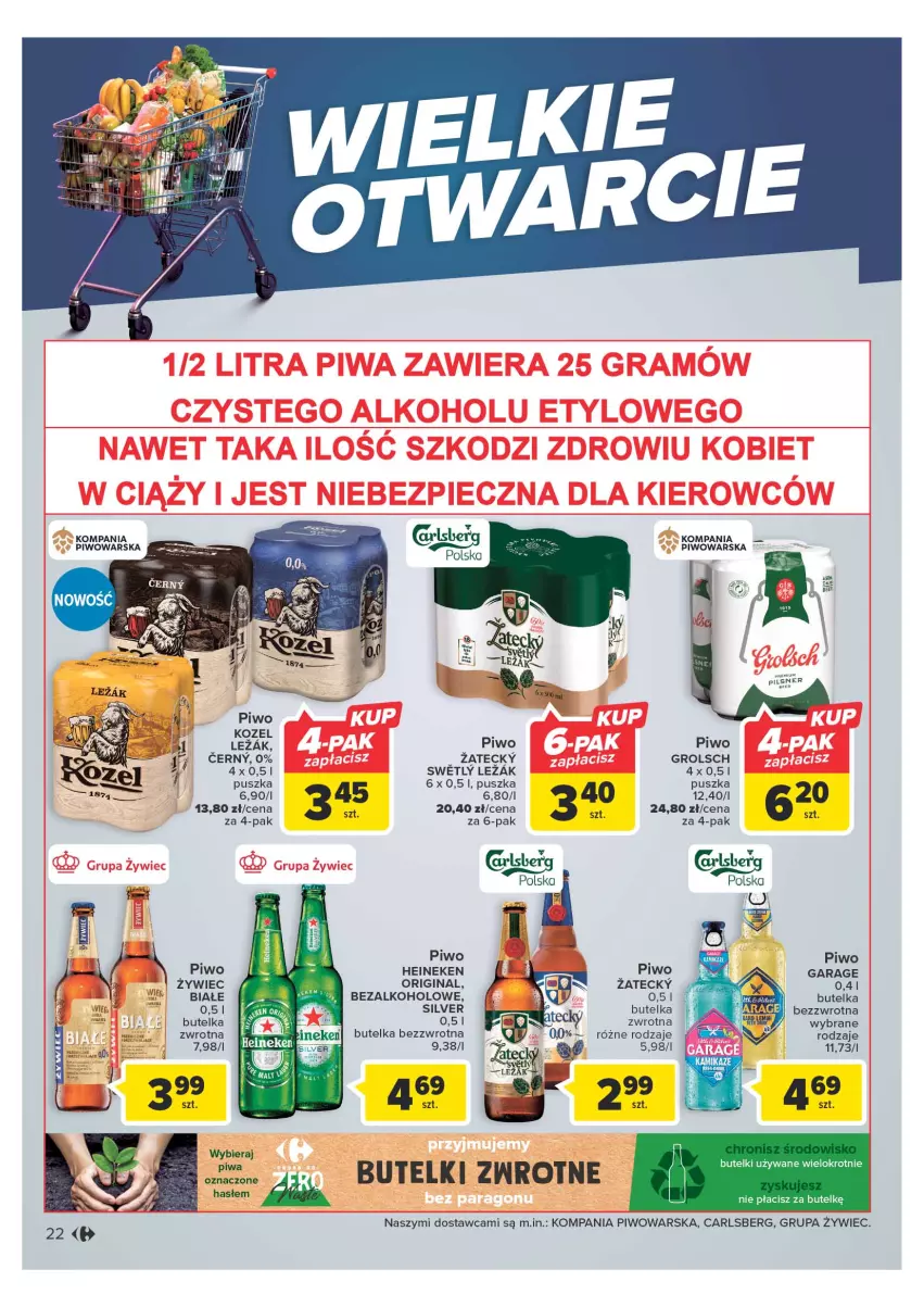Gazetka promocyjna Carrefour - Gazetka Wielki wybór cenionych marek - ważna 30.05 do 10.06.2023 - strona 22 - produkty: Carlsberg, Gin, Heineken, Kozel, Piwo