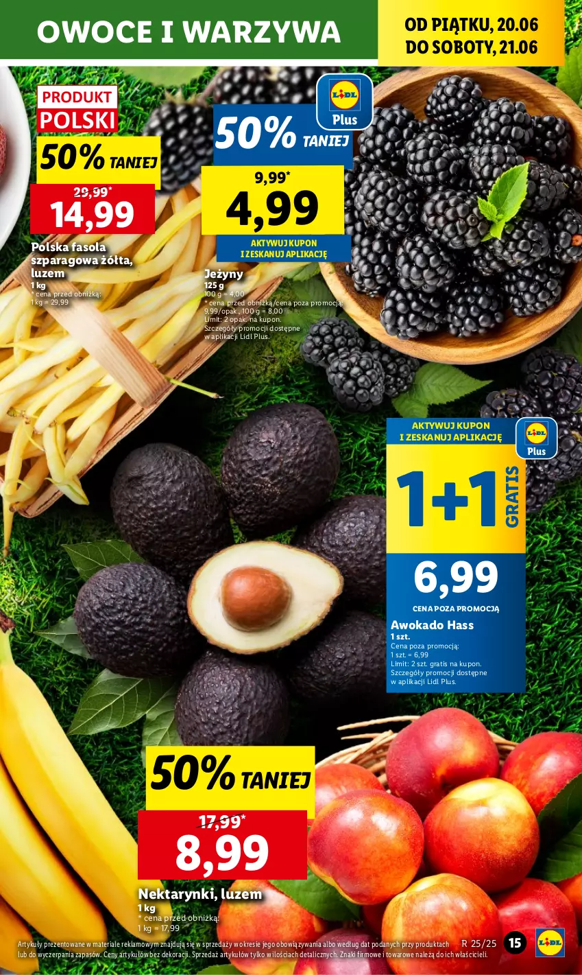 Gazetka promocyjna Lidl - GAZETKA - ważna 20.06 do 21.06.2025 - strona 21 - produkty: Fa, Fasola, Fasola szparagowa, Gra, Jeżyny, Nektar, Owoce, Warzywa