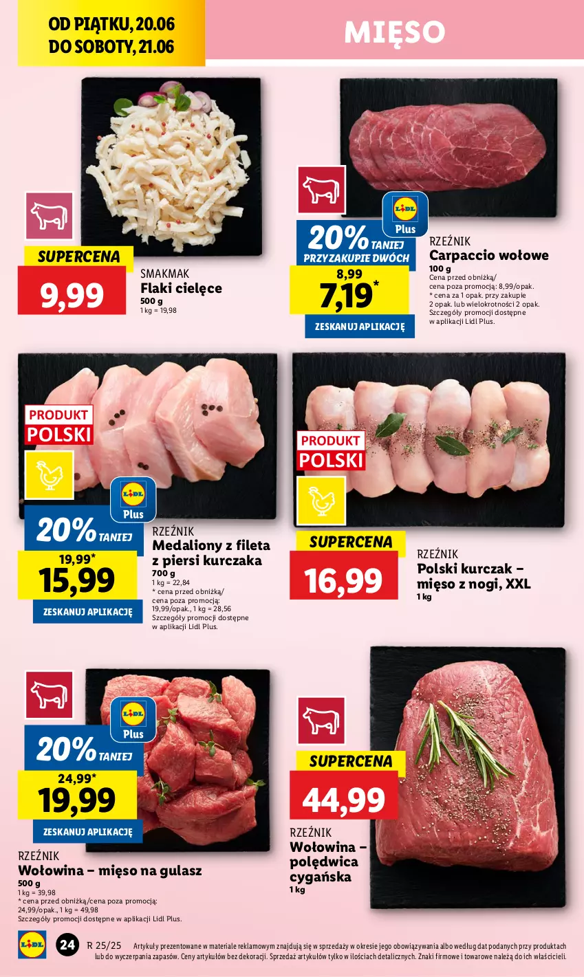 Gazetka promocyjna Lidl - GAZETKA - ważna 20.06 do 21.06.2025 - strona 32 - produkty: Carpaccio, Flaki, Kurczak, Lion, Mięso, Mięso na gulasz, Polędwica, Wołowina