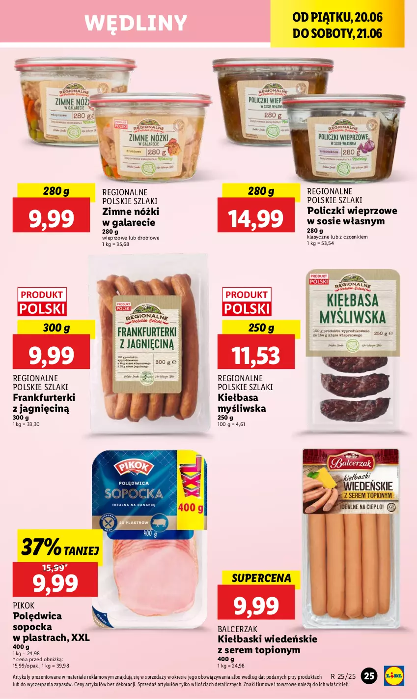Gazetka promocyjna Lidl - GAZETKA - ważna 20.06 do 21.06.2025 - strona 33 - produkty: Frankfurterki, Gala, Kiełbasa, PIKOK, Polędwica, Ser, Sos, Top