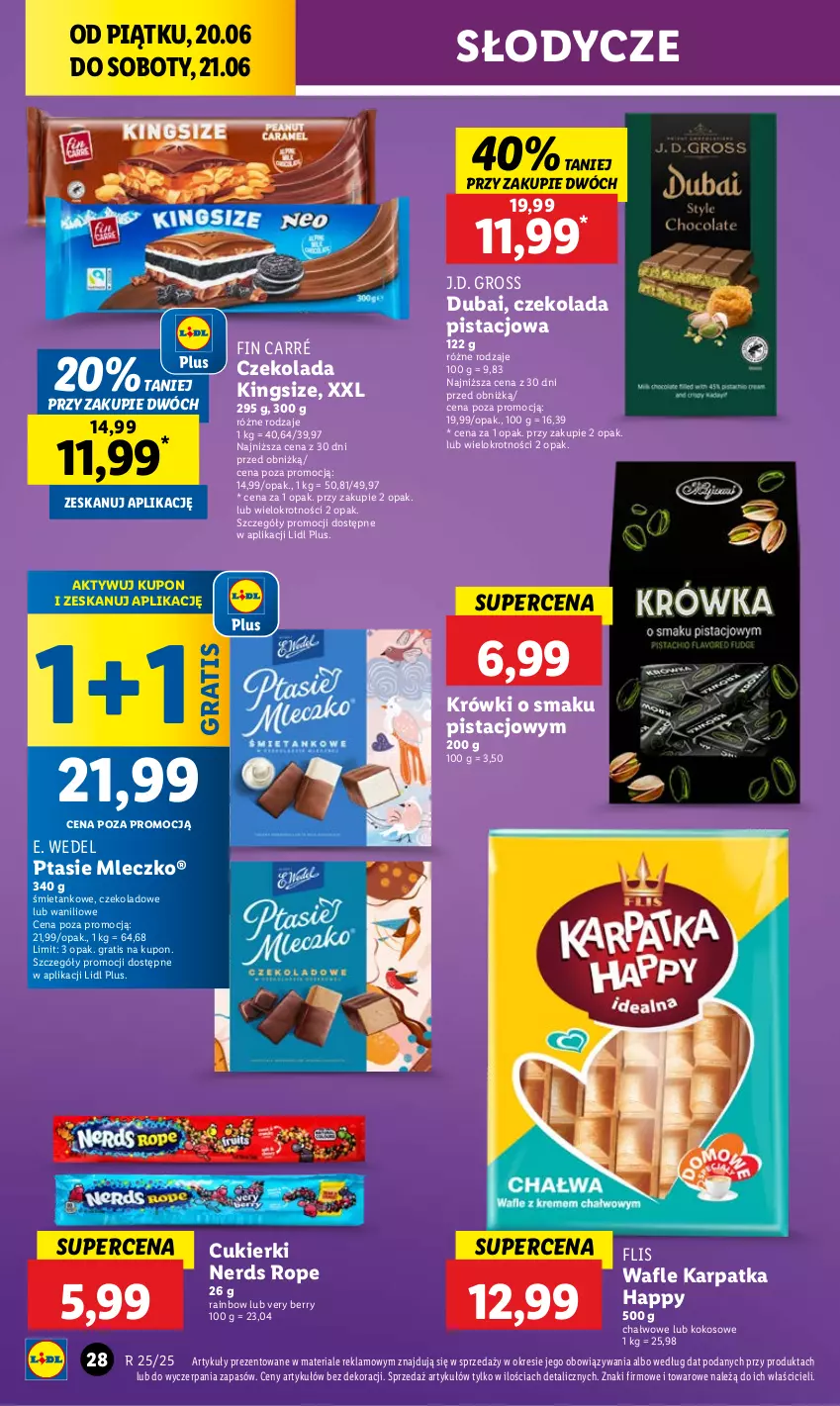 Gazetka promocyjna Lidl - GAZETKA - ważna 20.06 do 21.06.2025 - strona 38 - produkty: Cukier, Cukierki, Czekolada, E. Wedel, Gra, Karp, Kokos, Mleczko, Ptasie mleczko, Wafle
