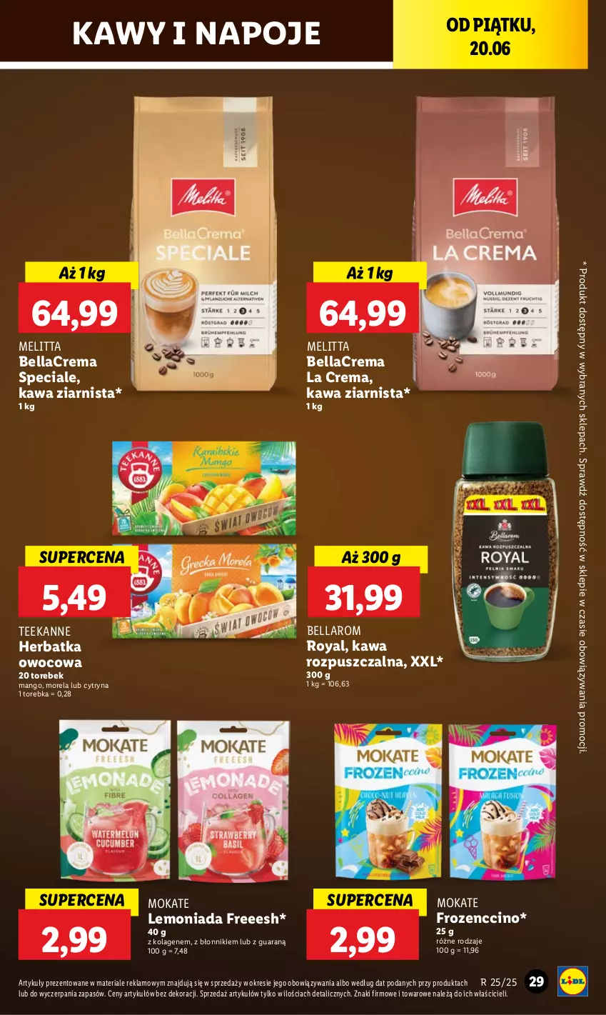 Gazetka promocyjna Lidl - GAZETKA - ważna 20.06 do 21.06.2025 - strona 39 - produkty: Bell, Bella, Frozen, Kawa, Kawa rozpuszczalna, Kawa ziarnista, Kolagen, Lemoniada, Mango, Morela, Napoje, Teekanne, Torebka
