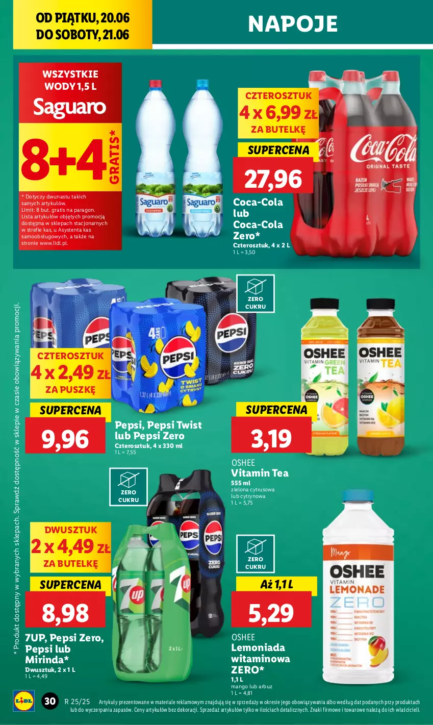 Gazetka promocyjna Lidl - GAZETKA - ważna 20.06 do 21.06.2025 - strona 40 - produkty: 7up, Arbuz, Coca-Cola, Gra, Lemoniada, Mango, Mirinda, Napoje, Oshee, Pepsi