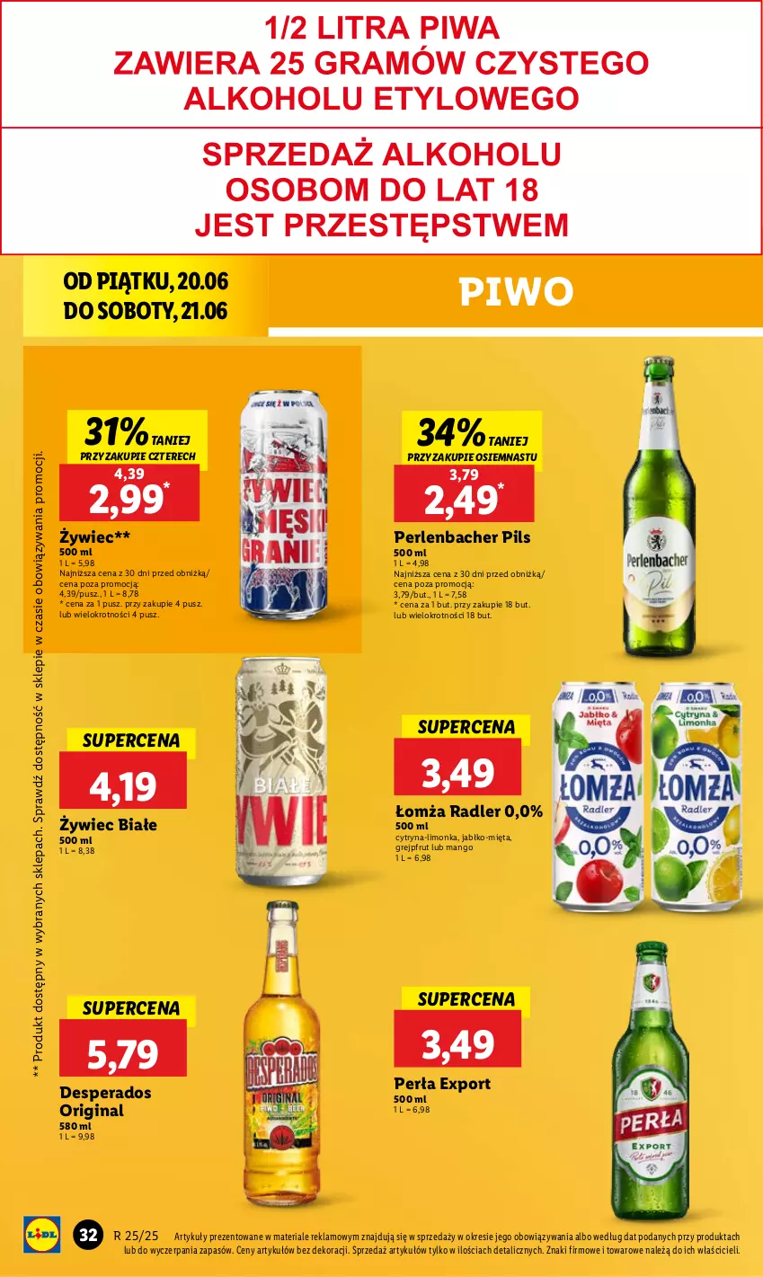 Gazetka promocyjna Lidl - GAZETKA - ważna 20.06 do 21.06.2025 - strona 42 - produkty: Desperados, Gin, Grejpfrut, Limonka, Mango, Mięta, NBA, Perła, Piwo, Por, Radler