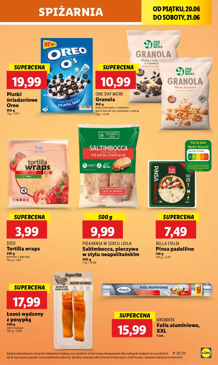 Gazetka promocyjna Lidl - GAZETKA - ważna 20.06 do 21.06.2025 - strona 45 - produkty: Bell, Bella, Ciastka, Czekolada, Danio, Dell, Folia aluminiowa, Gra, Granola, Oreo, Piec, Pieczywo, Ser, Tortilla