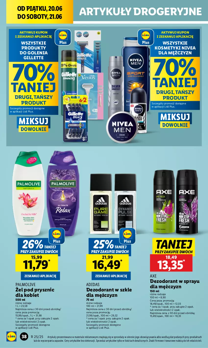Gazetka promocyjna Lidl - GAZETKA - ważna 20.06 do 21.06.2025 - strona 48 - produkty: Adidas, Dezodorant, Gillette, Nivea, Palmolive