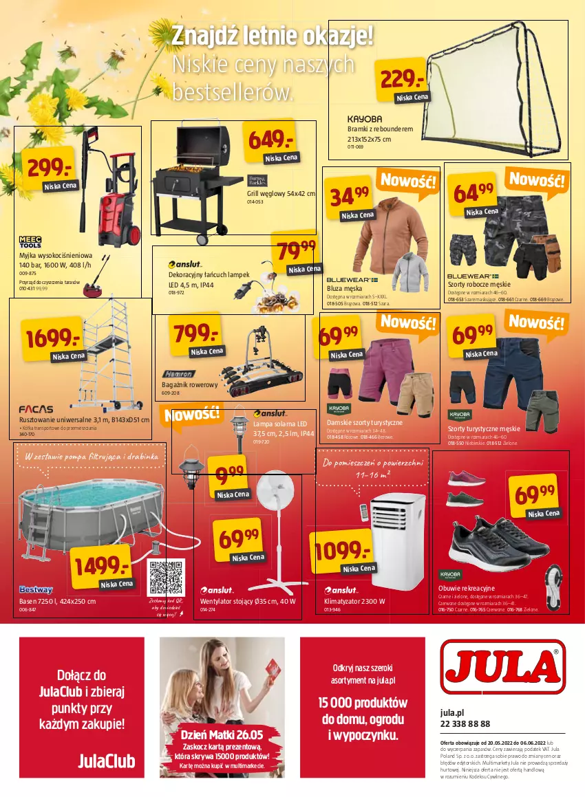 Gazetka promocyjna Jula - Gazetka - ważna 20.05 do 06.06.2022 - strona 6 - produkty: Bluza, Grill, Inka, Koc, Lampa, Obuwie, Por, Rower, Sok, Sport, Szorty, Tran