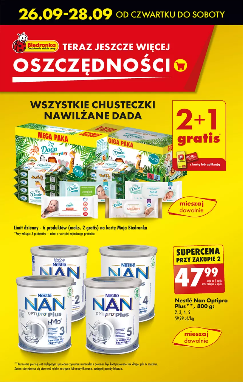 Gazetka promocyjna Biedronka - Od Poniedziałku - ważna 26.09 do 02.10.2024 - strona 17 - produkty: Chusteczki, Dada, Gra, Karmi, Mleko, NAN Optipro, Por