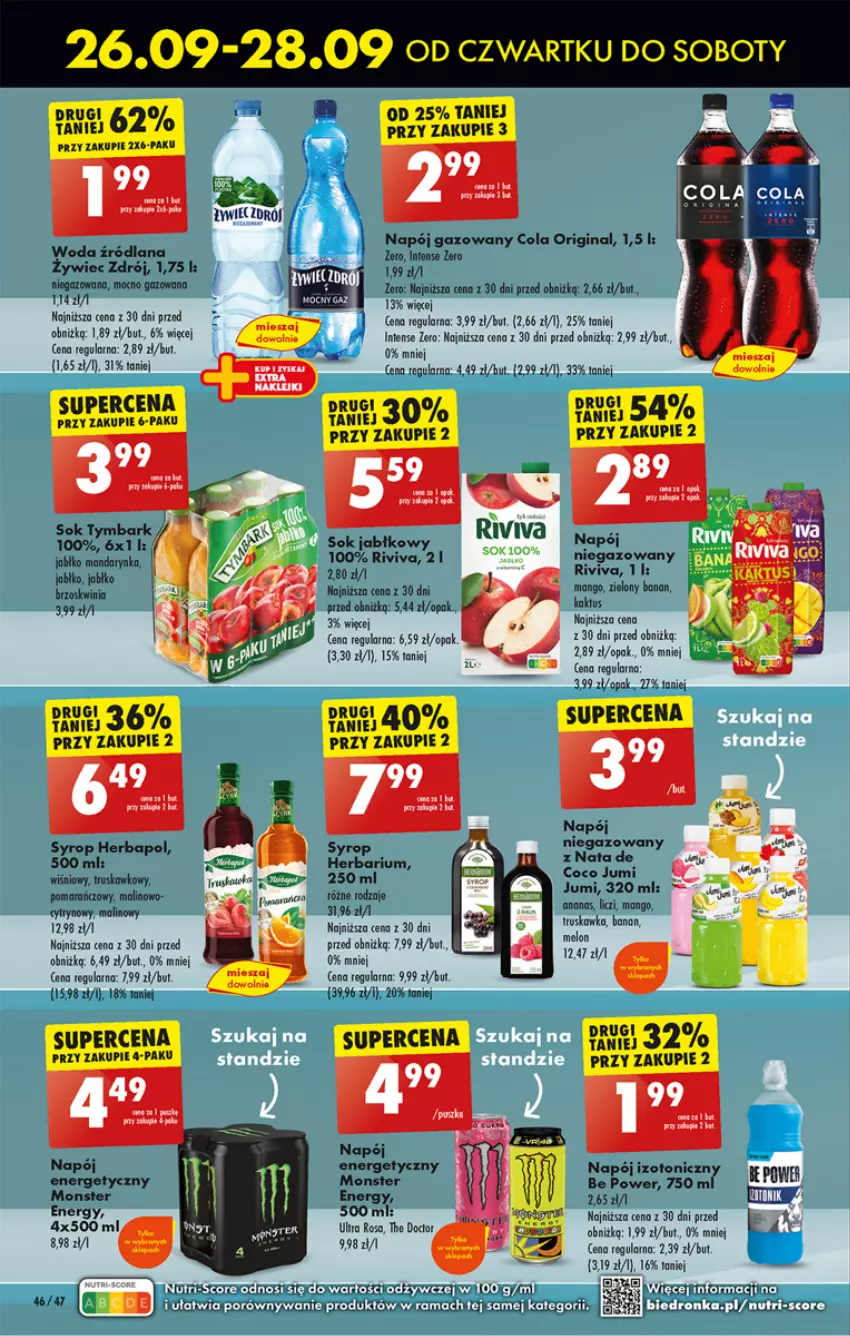 Gazetka promocyjna Biedronka - Od Poniedziałku - ważna 26.09 do 02.10.2024 - strona 60 - produkty: Ananas, Fa, Gin, Herbapol, Kaktus, LANA, Liczi, Mango, Napój, Napój gazowany, Napój niegazowany, Rama, Sok, Sok jabłkowy, Syrop