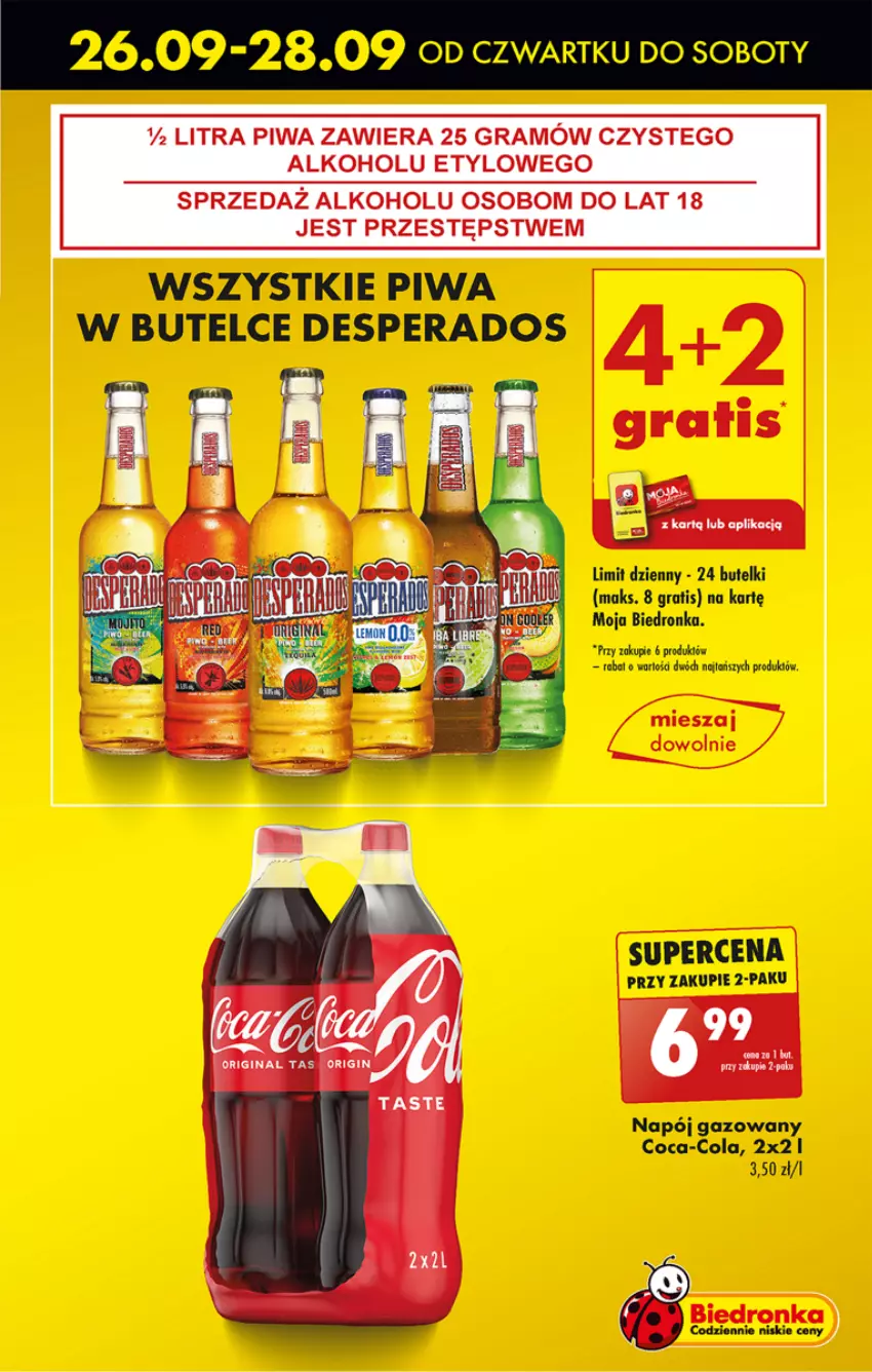 Gazetka promocyjna Biedronka - Od Poniedziałku - ważna 26.09 do 02.10.2024 - strona 9 - produkty: Coca-Cola, Desperados, Gra, Napój, Napój gazowany, Piwa