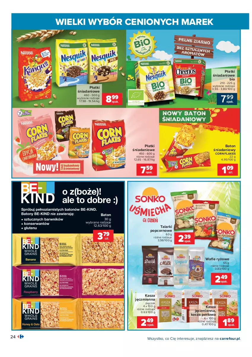 Gazetka promocyjna Carrefour - Gazetka Wielki wybór cenionych marek - ważna 02.11 do 14.11.2021 - strona 24 - produkty: Baton, Corn flakes, Danio, Kasza, Kasza jęczmienna, Popcorn, Ryż