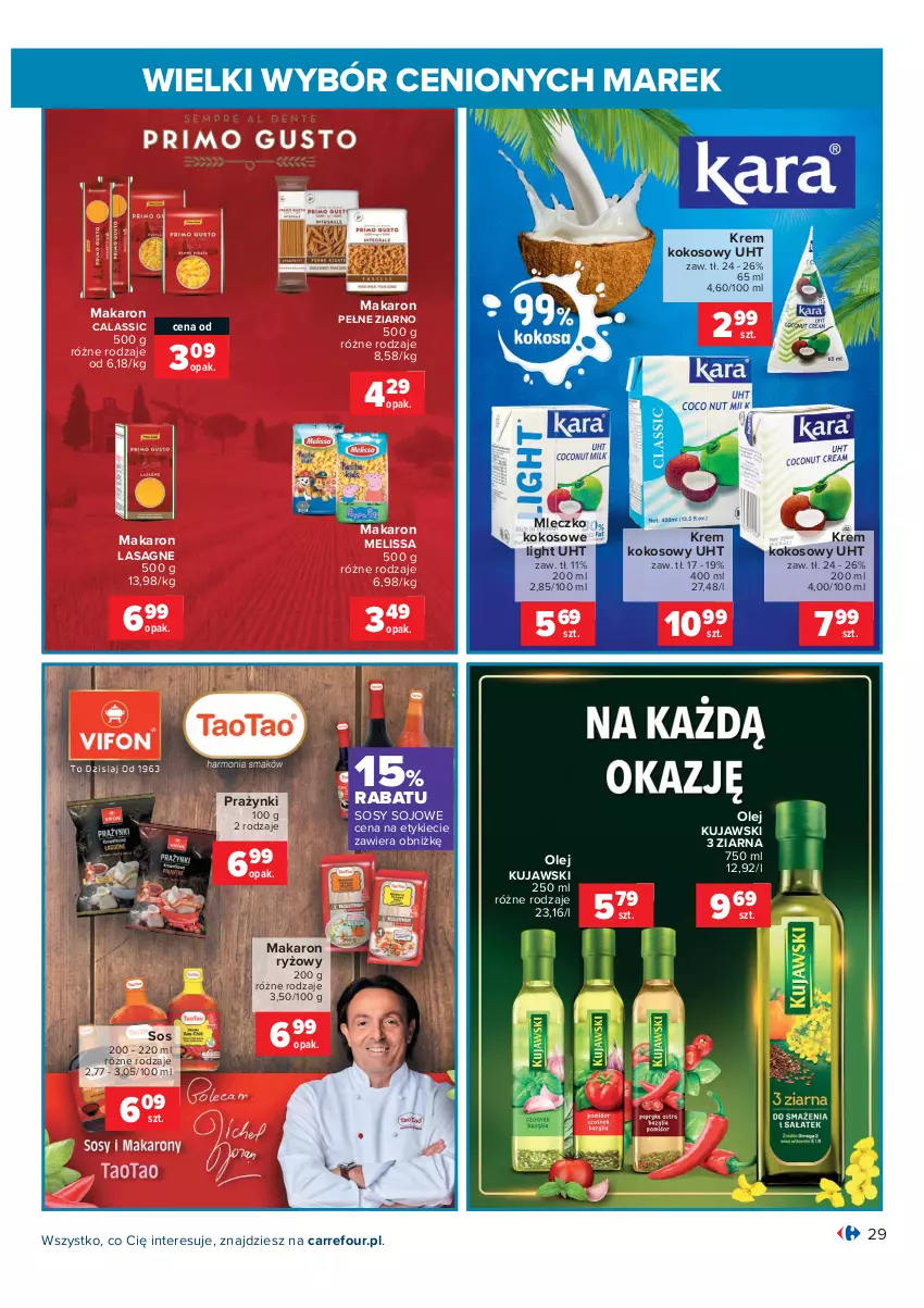 Gazetka promocyjna Carrefour - Gazetka Wielki wybór cenionych marek - ważna 02.11 do 14.11.2021 - strona 29 - produkty: Kokos, Kujawski, Lasagne, Makaron, Makaron ryżowy, Mleczko, Olej, Ryż, Sos