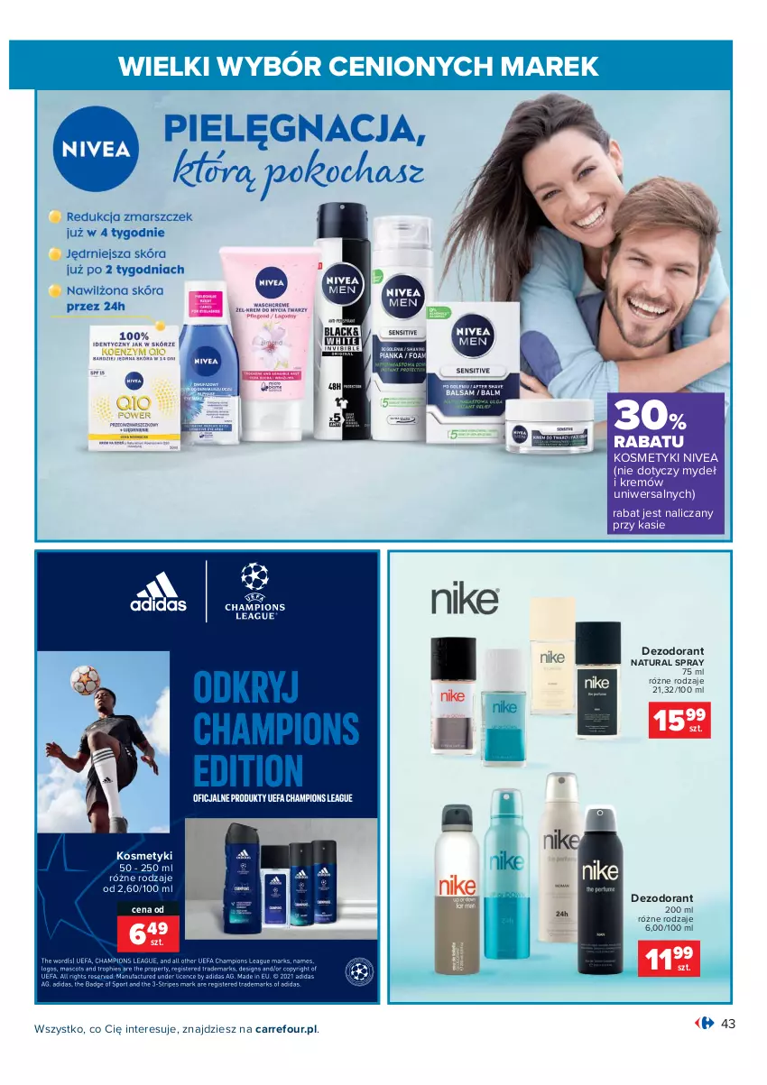 Gazetka promocyjna Carrefour - Gazetka Wielki wybór cenionych marek - ważna 02.11 do 14.11.2021 - strona 43 - produkty: Dezodorant, Nivea