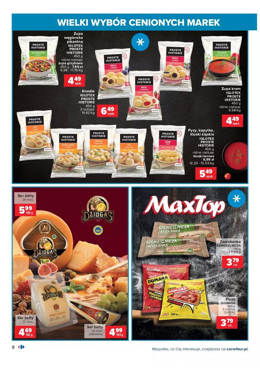 Gazetka promocyjna Carrefour - Gazetka Wielki wybór cenionych marek - ważna 02.11 do 14.11.2021 - strona 8 - produkty: Knedle, Kopytka, Pizza, Ser, Zapiekanka, Zupa