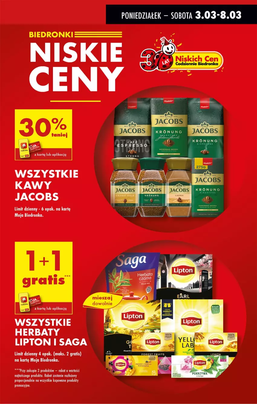 Gazetka promocyjna Biedronka - Od Poniedziałku - ważna 03.03 do 08.03.2025 - strona 11 - produkty: Gra, Jacobs, Lipton, Por, Saga