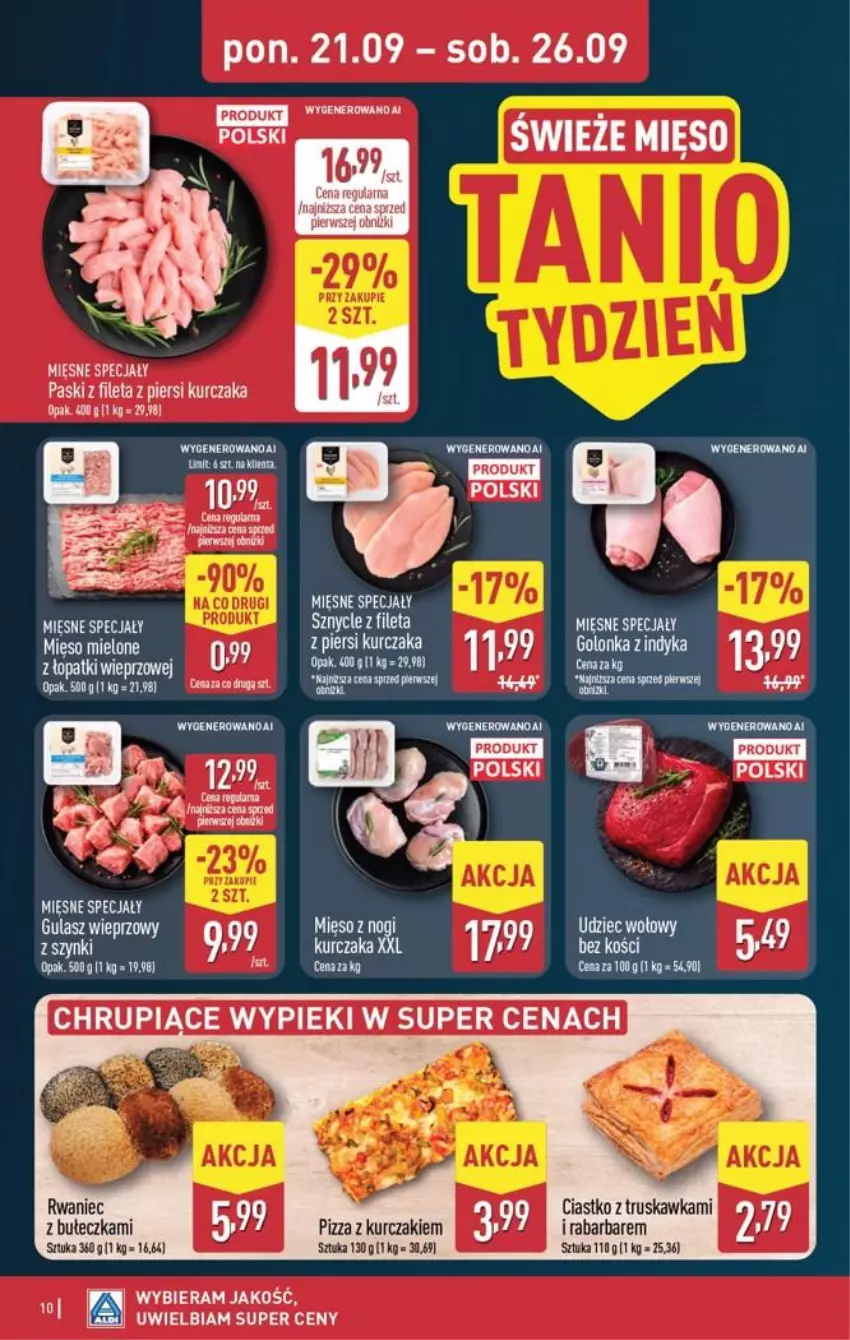 Gazetka promocyjna Aldi - Pełna oferta - ważna 21.09 do 26.09.2026 - strona 10 - produkty: Fa, Kurczak, LG, Mięsne specjały, Mięso, Mięso mielone, Pizza