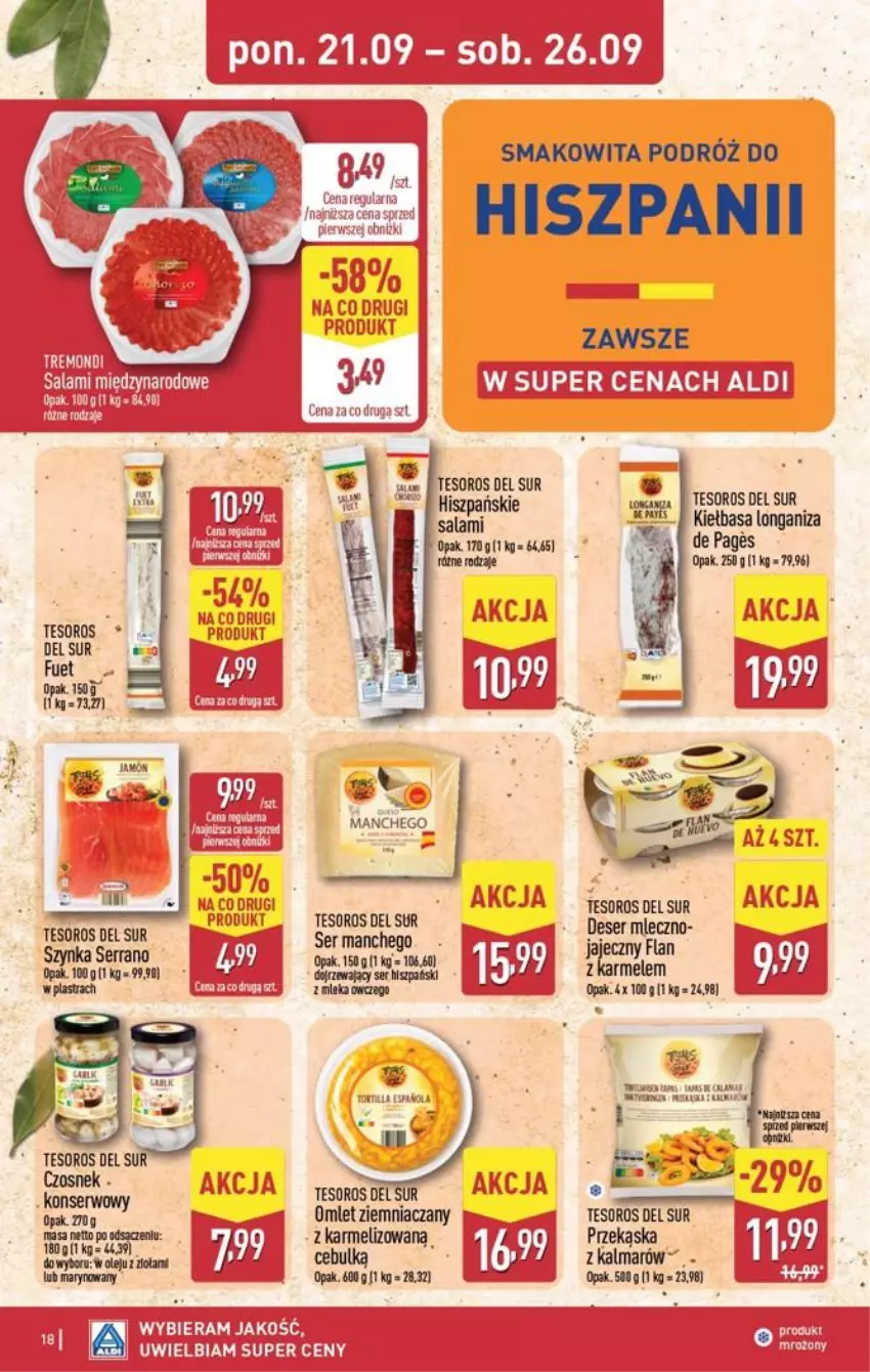 Gazetka promocyjna Aldi - Pełna oferta - ważna 21.09 do 26.09.2026 - strona 18 - produkty: Deser, Kalmar, Salami, Ser, Smakowita, Top