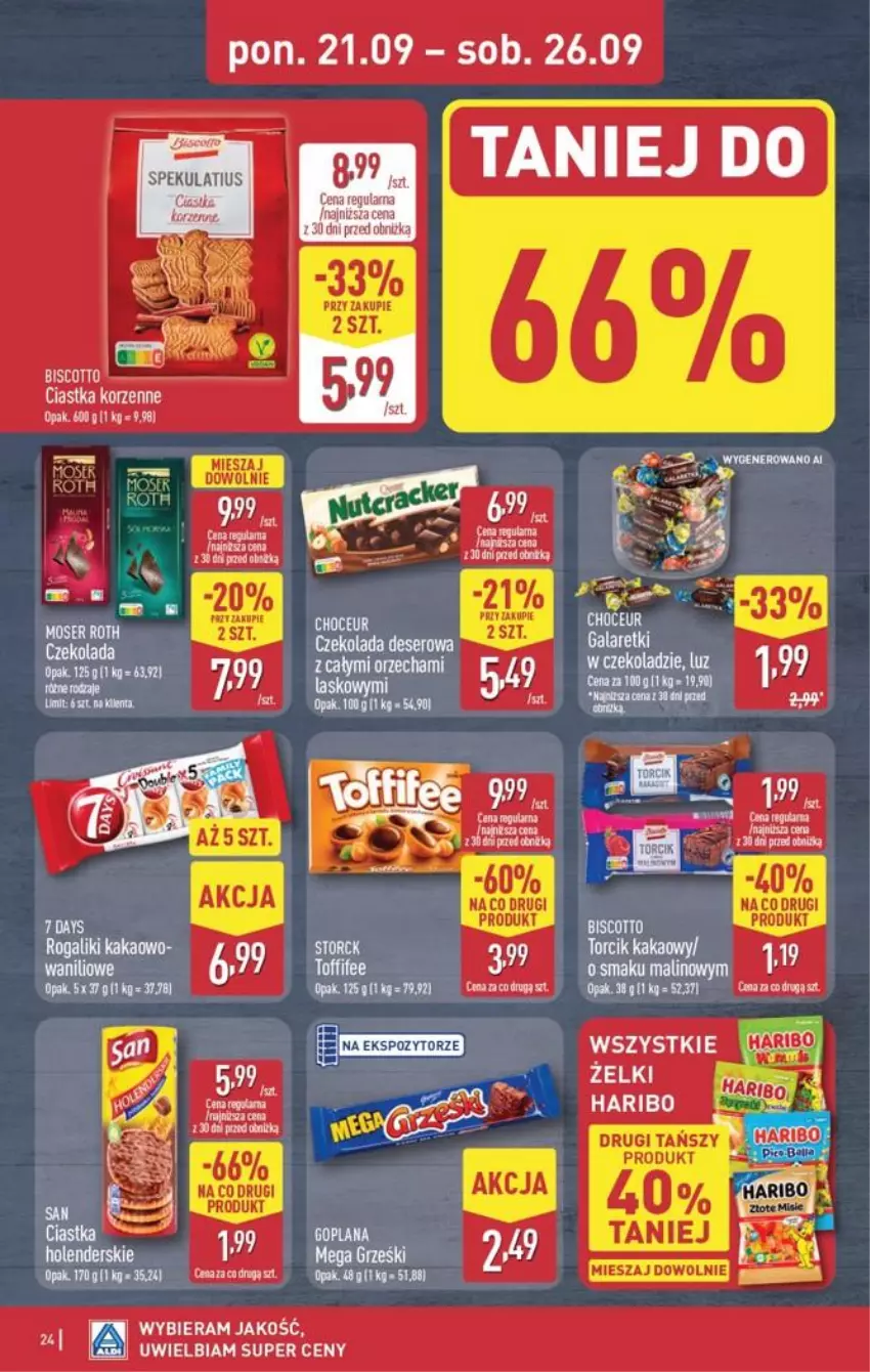 Gazetka promocyjna Aldi - Pełna oferta - ważna 21.09 do 26.09.2026 - strona 24 - produkty: Acana, Ciastka, Haribo, Jagody, Kakao, Rogal