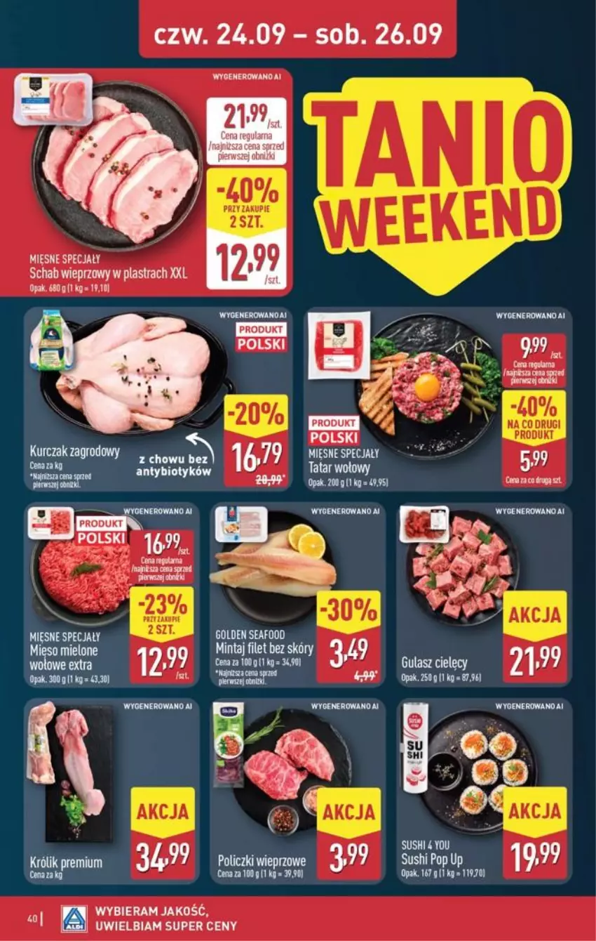 Gazetka promocyjna Aldi - Pełna oferta - ważna 21.09 do 26.09.2026 - strona 40 - produkty: Mięsne specjały, Mintaj, Schab wieprzowy
