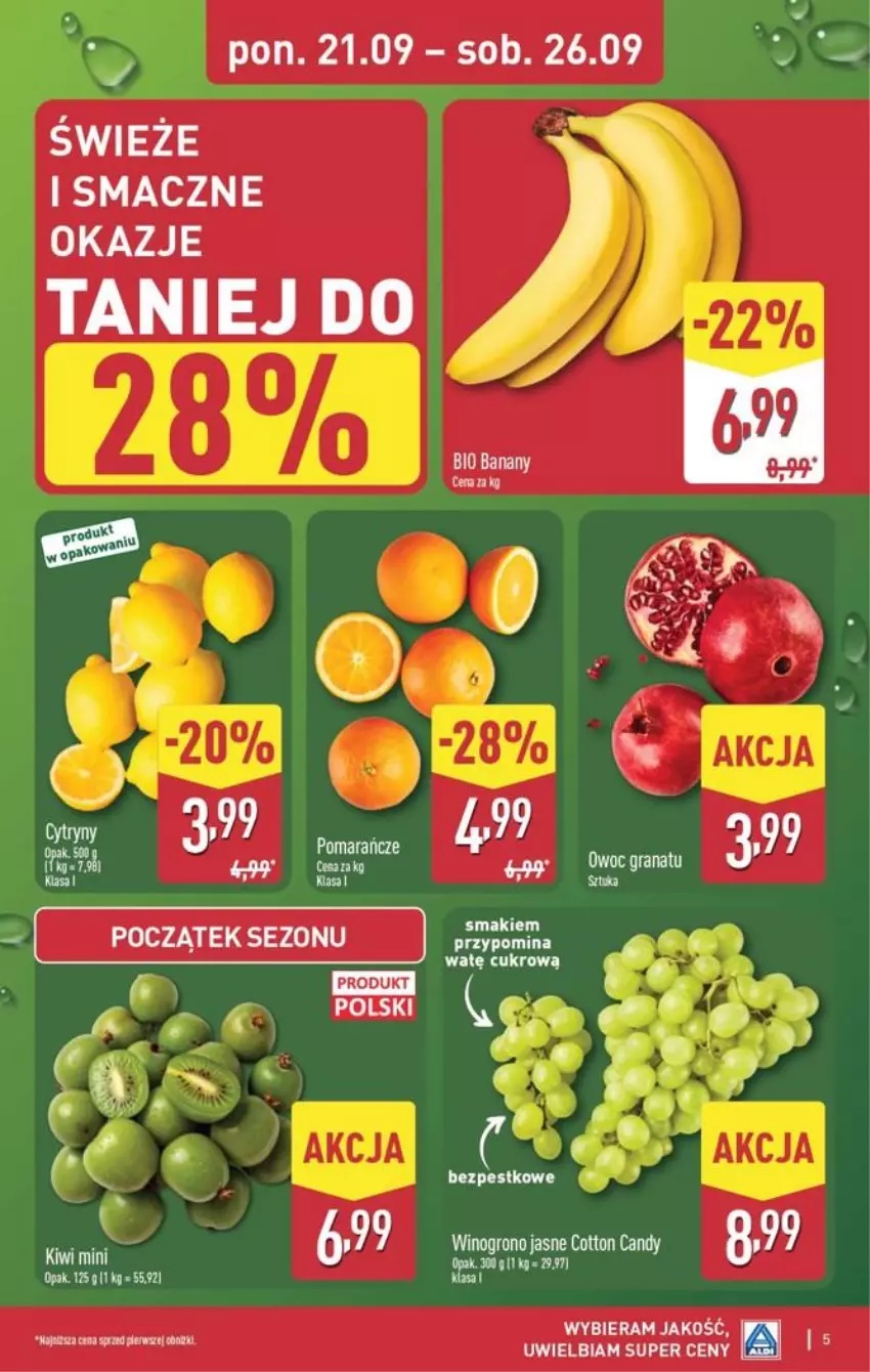 Gazetka promocyjna Aldi - Pełna oferta - ważna 21.09 do 26.09.2026 - strona 5 - produkty: Banany, Candy, Gra, Granat, Pomarańcze, Wino