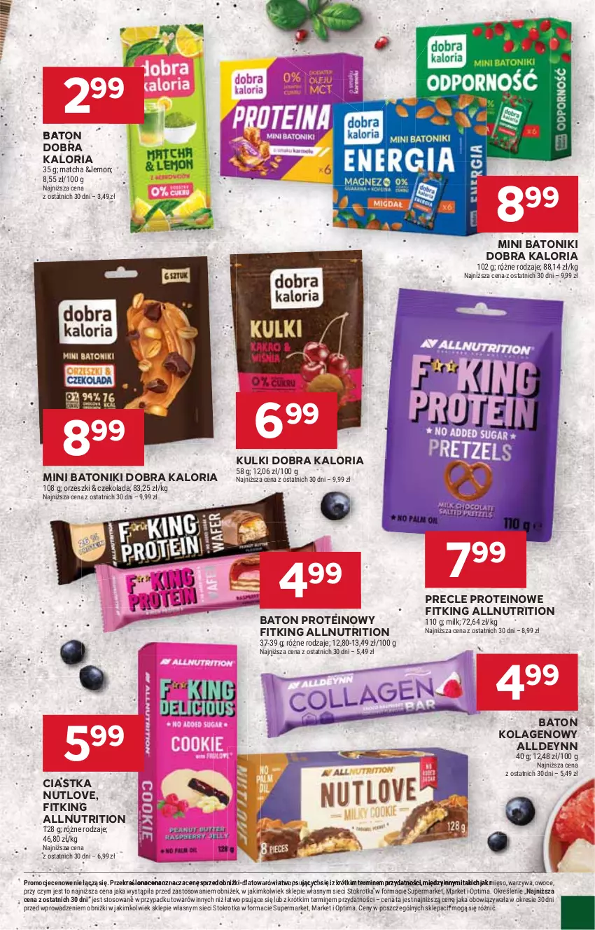 Gazetka promocyjna Stokrotka - Supermarket - ważna 22.01 do 28.01.2026 - strona 21 - produkty: Baton, Ciastka, Czekolada, Kolagen, Mięso, Optima, Orzeszki, Owoce, Precle, Tonik, Warzywa
