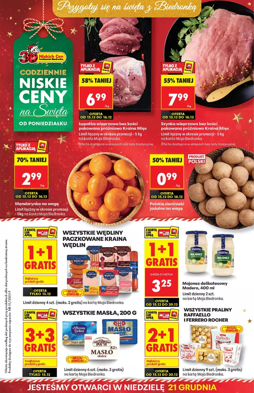 Gazetka promocyjna Biedronka - od Poniedziałku - ważna 15.12 do 21.12.2025 - strona 1 - produkty: Fa, Ferrero, Ferrero Rocher, Gra, Kret, Majonez, Praliny, Raffaello