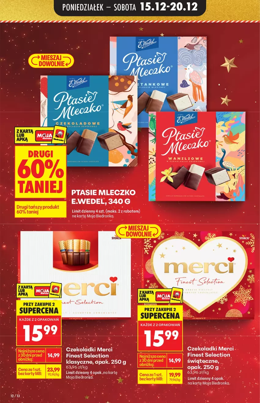 Gazetka promocyjna Biedronka - od Poniedziałku - ważna 15.12 do 21.12.2025 - strona 12 - produkty: Merci, Mleczko, Ptasie mleczko