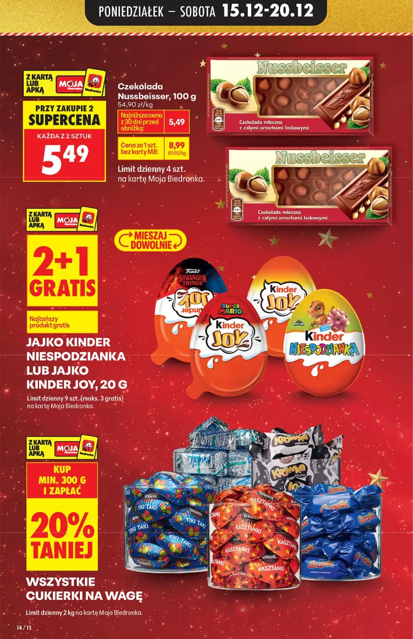 Gazetka promocyjna Biedronka - od Poniedziałku - ważna 15.12 do 21.12.2025 - strona 14 - produkty: Czekolada, Czekolada mleczna, Gra, Kinder, Ser