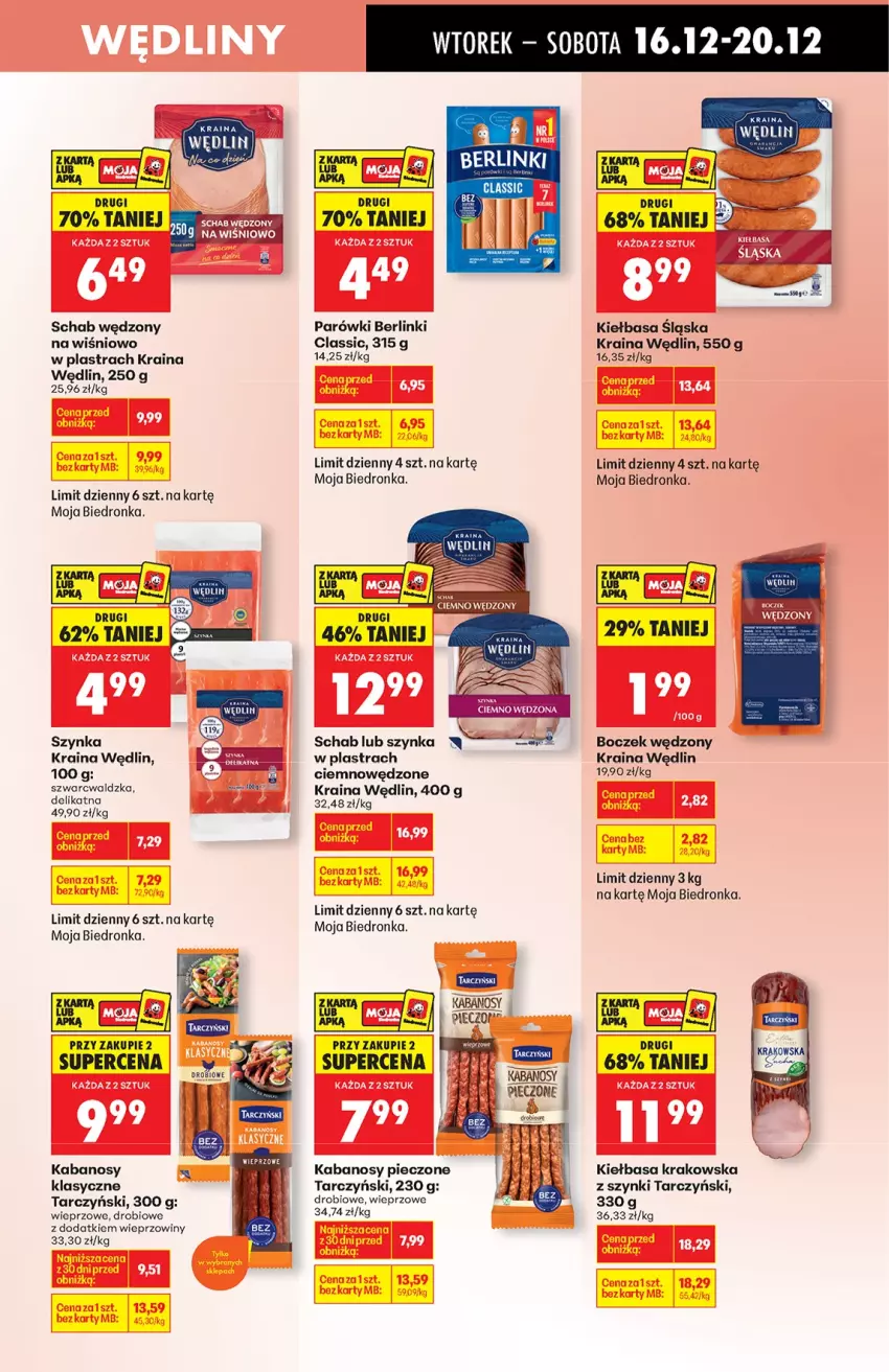 Gazetka promocyjna Biedronka - od Poniedziałku - ważna 15.12 do 21.12.2025 - strona 35 - produkty: Berlinki, Boczek, Gry, Kabanos, Kiełbasa, Kiełbasa krakowska, Kiełbasa śląska, Parówki, Piec, Szynka, Tarczyński