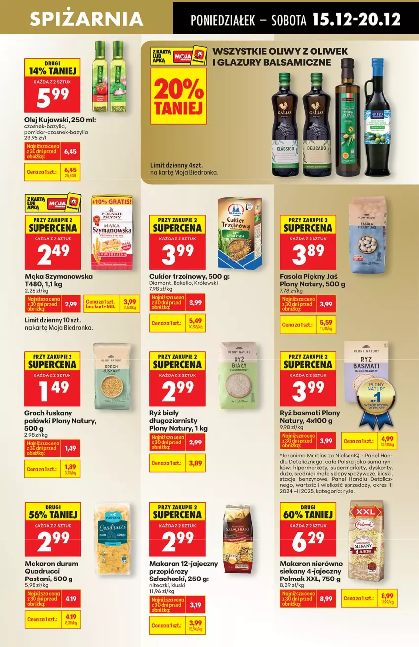 Gazetka promocyjna Biedronka - od Poniedziałku - ważna 15.12 do 21.12.2025 - strona 41 - produkty: Bazyl, Bazylia, Cukier, Cukier trzcinowy, Czosnek, Diamant, Fa, Fasola, Gra, Groch, Królewski, Kujawski, Lazur, Mąka, Makaron, Olej, Olma, Polskie Młyny, Rum, Ryż, Ryż basmati, Ryż biały
