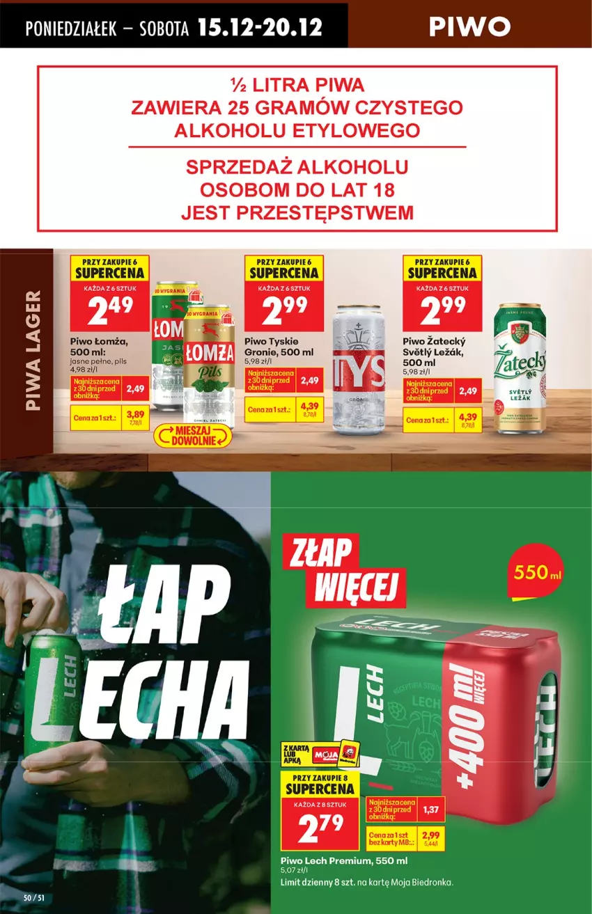 Gazetka promocyjna Biedronka - od Poniedziałku - ważna 15.12 do 21.12.2025 - strona 50 - produkty: Gra, Lech Premium, Piwa, Piwo, Tyskie