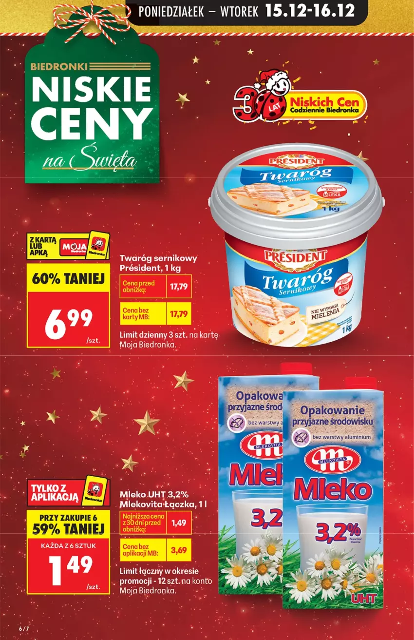Gazetka promocyjna Biedronka - od Poniedziałku - ważna 15.12 do 21.12.2025 - strona 6 - produkty: Mleko, Mlekovita, Ser, Twaróg