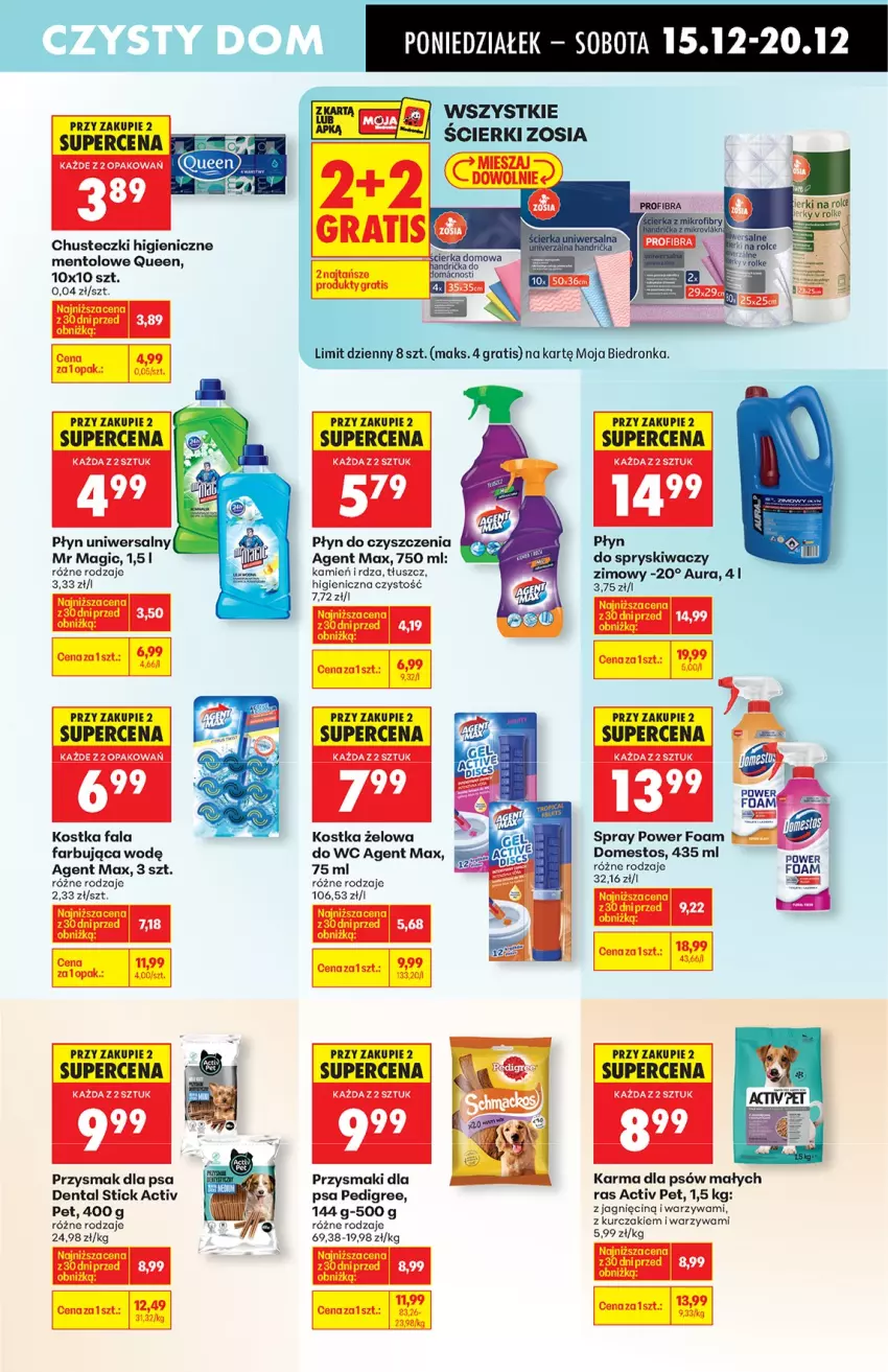 Gazetka promocyjna Biedronka - od Poniedziałku - ważna 15.12 do 21.12.2025 - strona 61 - produkty: Chusteczki, Domestos, Fa, Gra, Kurczak, Pedigree, Pizza, Płyn do spryskiwaczy, Przysmak dla psa, Przysmaki, Warzywa