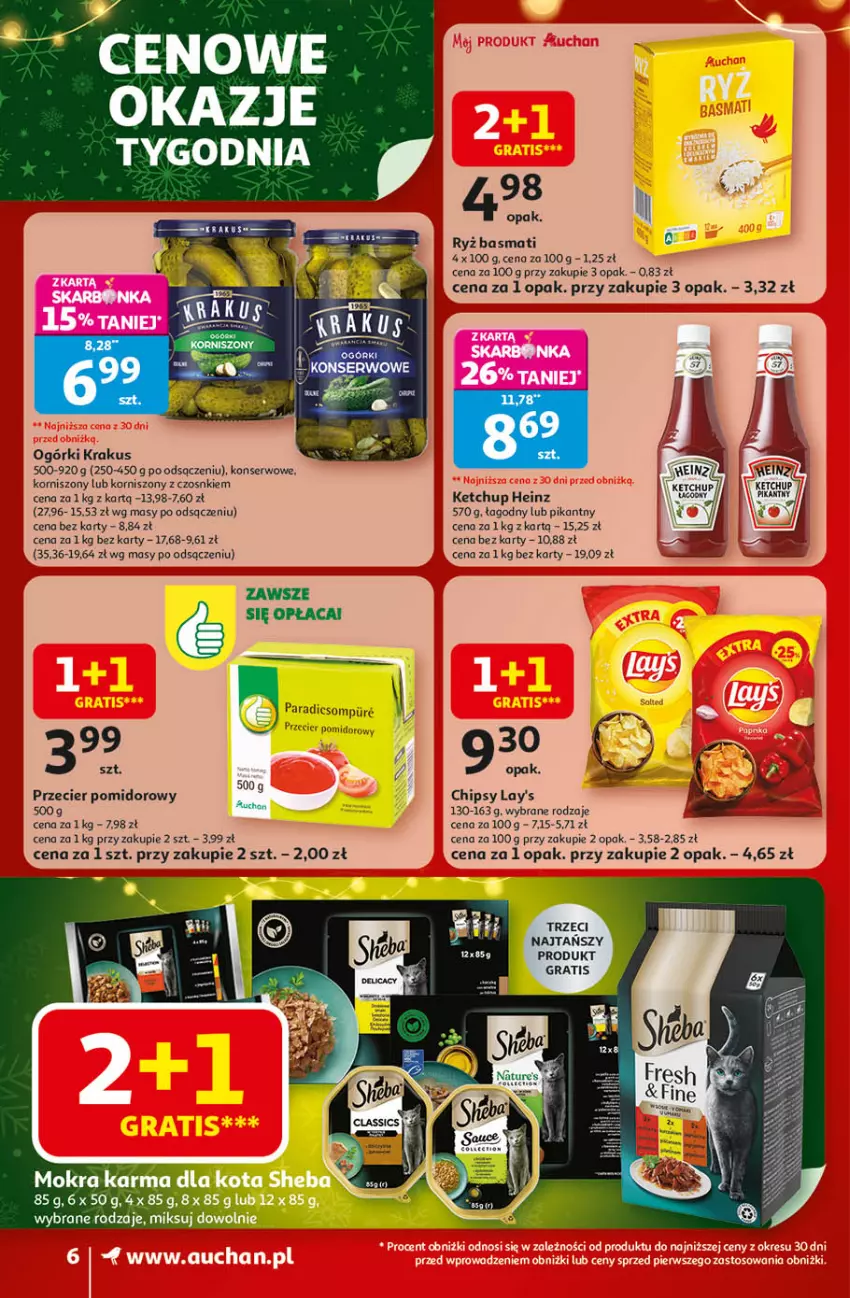 Gazetka promocyjna Auchan - Święta jak babcię kocham Supermarket - ważna 20.11 do 26.11.2025 - strona 6 - produkty: Chipsy, Gra, Heinz, Ketchup, Korniszony, Krakus, Mokra karma, Ryż, Ryż basmati, Ser