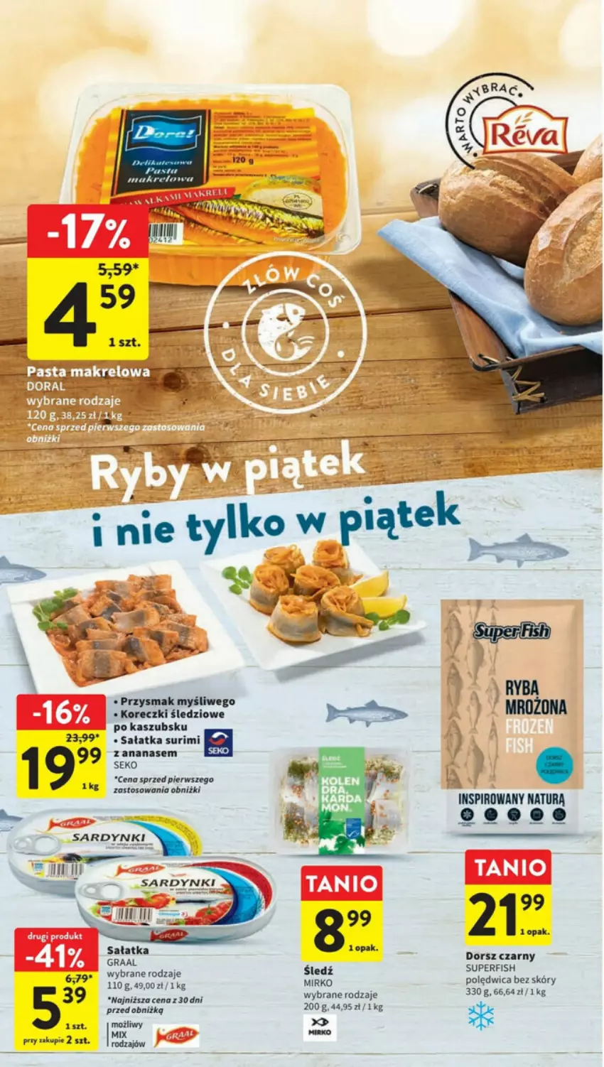 Gazetka promocyjna Intermarche - ważna 10.08 do 16.08.2023 - strona 15 - produkty: Ananas, Dorsz, Gra, Graal, Koreczki śledziowe, Polędwica, Sałat, Sałatka, SEKO, Surimi