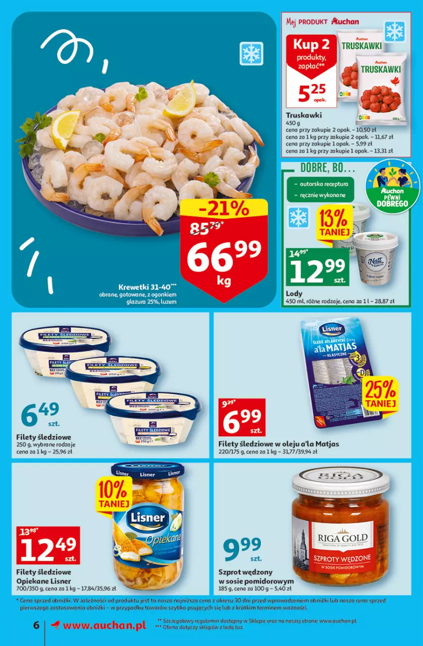 Gazetka promocyjna Auchan - Gazetka Koszyk Oszczędności Supermarket Auchan - ważna 09.02 do 15.02.2023 - strona 6 - produkty: Lisner, Matjas, O nas, Olej, Sos, Szprot, Truskawki