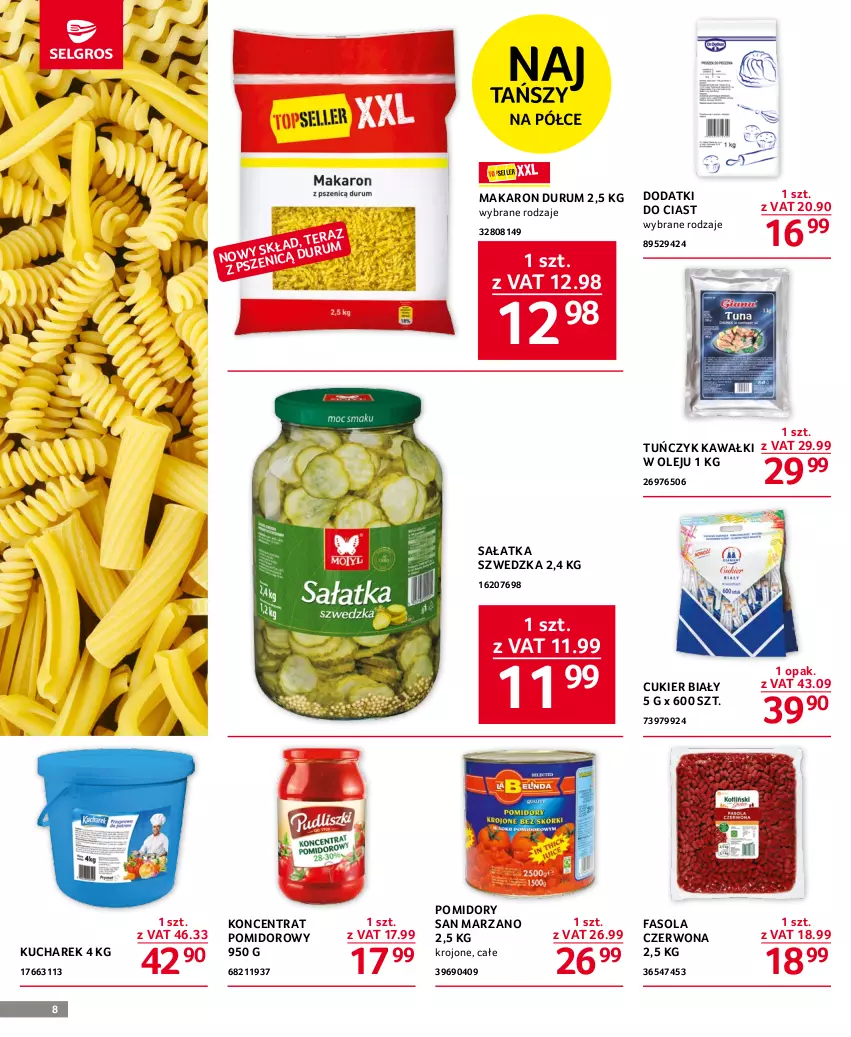 Gazetka promocyjna Selgros - Oferta gastronomiczna - ważna 13.07 do 26.07.2023 - strona 8 - produkty: Cukier, Fa, Fasola, Kawa, Koncentrat pomidorowy, Kucharek, Makaron, Olej, Pomidory, Rum, Sałat, Sałatka, Tuńczyk