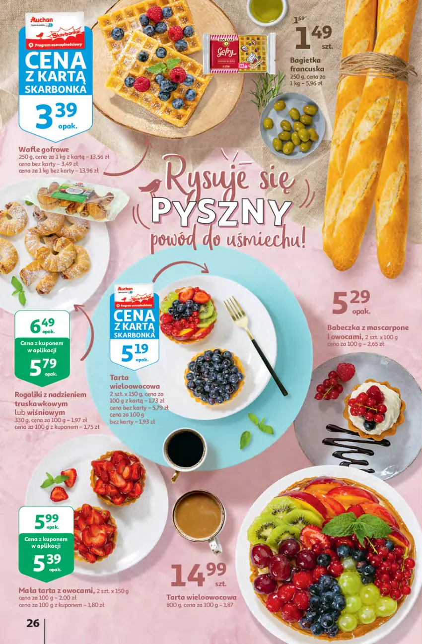 Gazetka promocyjna Auchan - Rysują się kolorowe sny Hipermarkety - ważna 19.08 do 25.08.2021 - strona 26 - produkty: Mascarpone, Rogal, Tarta, Wafle