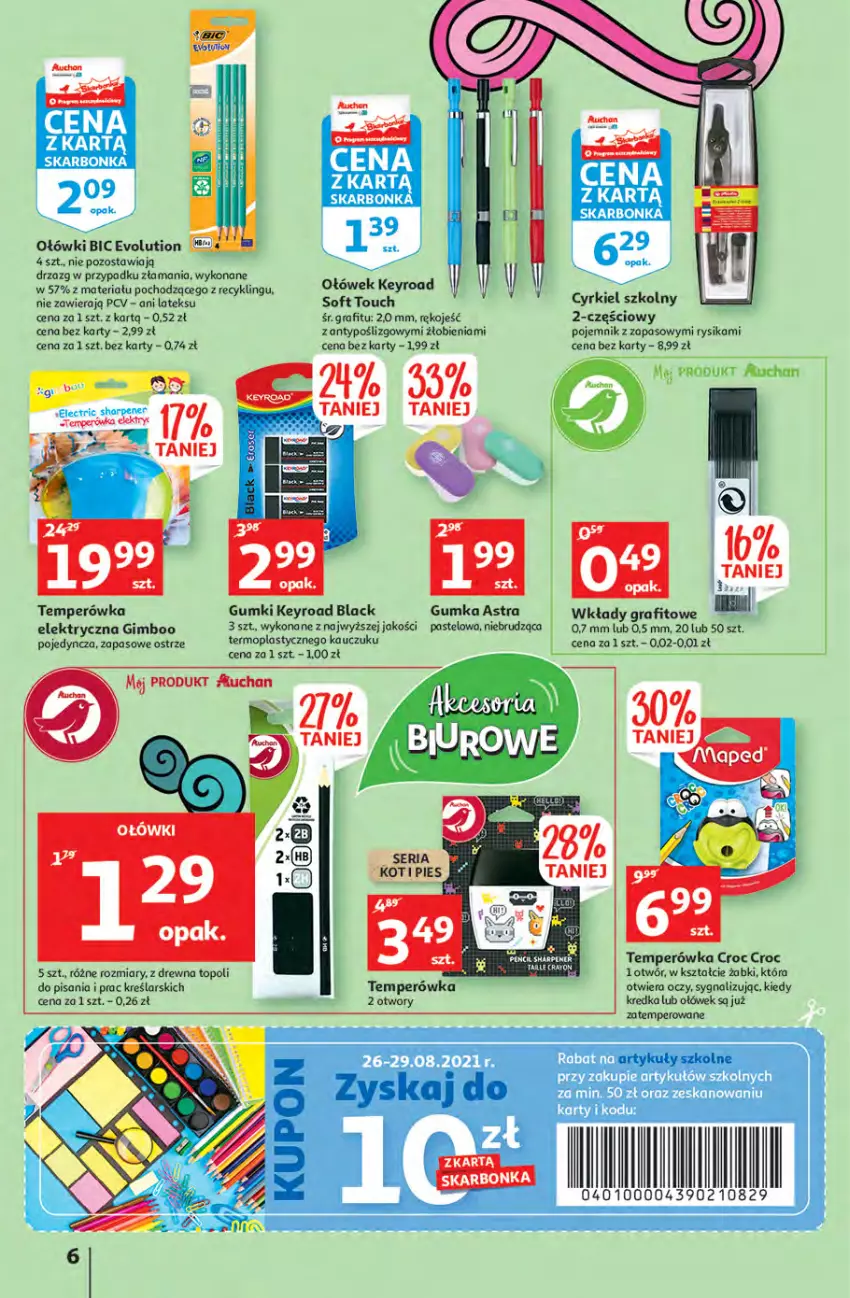 Gazetka promocyjna Auchan - Rysują się kolorowe sny Hipermarkety - ważna 19.08 do 25.08.2021 - strona 6 - produkty: BIC, Gra, Kredka, Lack, Mop, Pojemnik, Ser, Sharp, Top