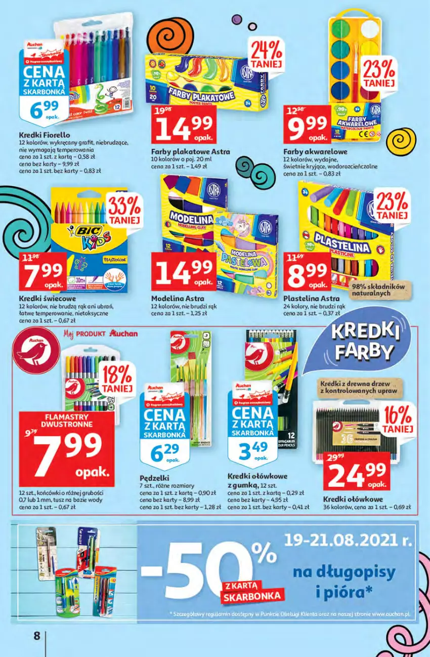 Gazetka promocyjna Auchan - Rysują się kolorowe sny Hipermarkety - ważna 19.08 do 25.08.2021 - strona 8 - produkty: Cień, Fa, Gra, Plastelina, Tusz