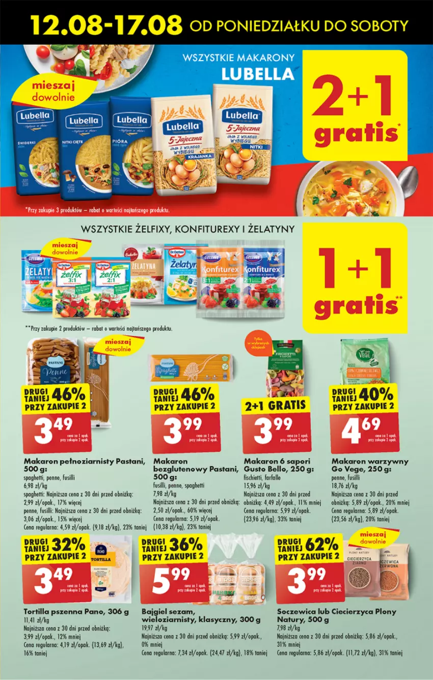 Gazetka promocyjna Biedronka - Od poniedzialku - ważna 12.08 do 17.08.2024 - strona 43 - produkty: Bell, Bella, Fa, Gra, Lubella, Makaron, Penne, Sezam, Spaghetti, Tortilla