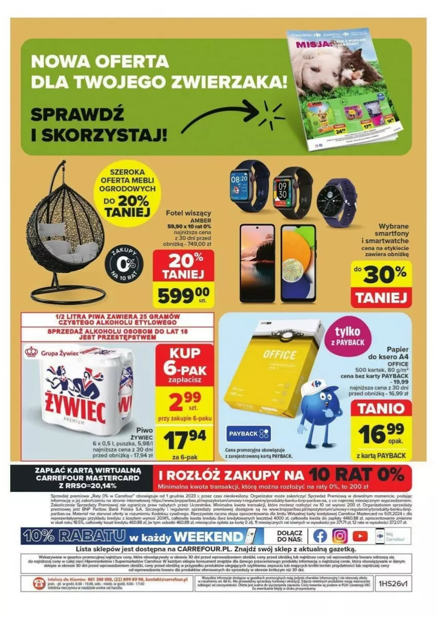 Gazetka promocyjna Carrefour - ważna 25.06 do 30.06.2024 - strona 21 - produkty: AniOne, Fa, Fotel, Gra, Kosz, LG, Papier, Papier do ksero, Piwa, Por, Ser, Smartfon, Smartwatch, Sok, Sól, Tera, Tran, Woda