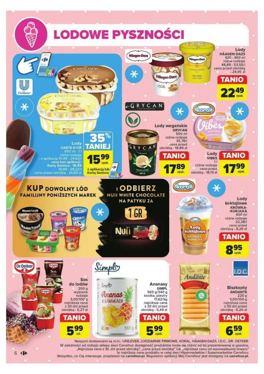 Gazetka promocyjna Carrefour - ważna 25.06 do 30.06.2024 - strona 32 - produkty: Ananas, Biszkopty, Dr. Oetker, Gry, Lody, Pizza