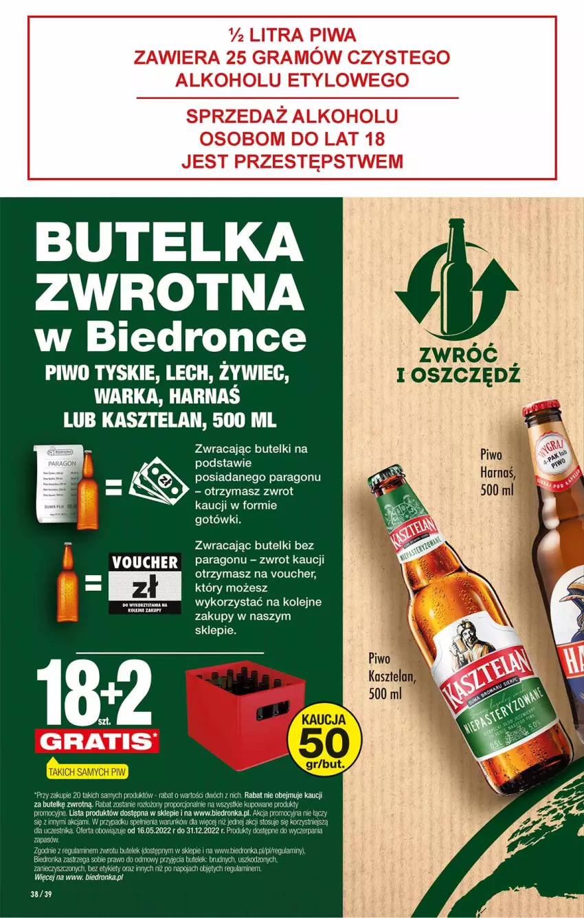 Gazetka promocyjna Biedronka - W tym tygodniu PN - ważna 16.05 do 21.05.2022 - strona 38 - produkty: Feta, Harnaś, Kasztelan, Olej, Piwo, Por, Pur, Warka