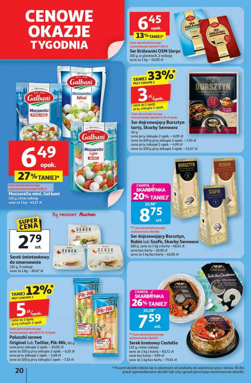 Gazetka promocyjna Auchan - Pewność niskich cen Hipermarket - ważna 18.09 do 24.09.2025 - strona 20 - produkty: Bursztyn, Fa, Gin, Królewski, Mozzarella, Mus, Rubin, Ser, Serek