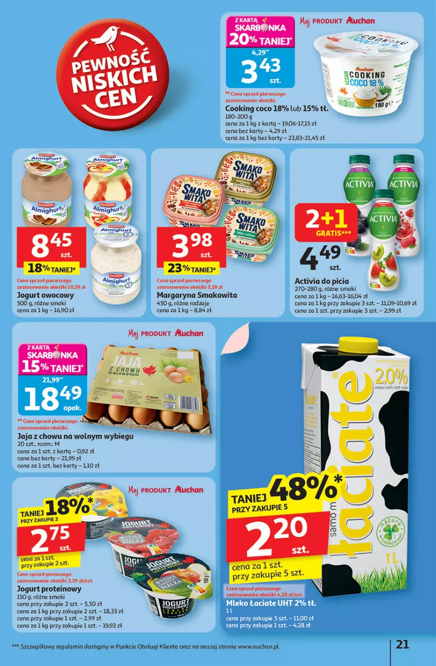 Gazetka promocyjna Auchan - Pewność niskich cen Hipermarket - ważna 18.09 do 24.09.2025 - strona 21 - produkty: Activia, Fa, Jaja, Jogurt, Jogurt owocowy, Margaryna, Smakowita