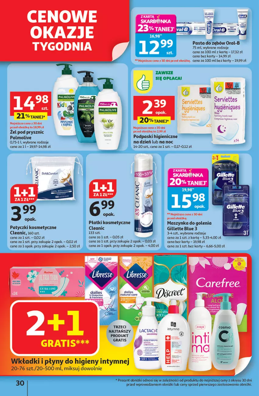 Gazetka promocyjna Auchan - Pewność niskich cen Hipermarket - ważna 18.09 do 24.09.2025 - strona 30 - produkty: Cleanic, Fa, Gillette, Gra, Maszynka, Maszynka do golenia, Palmolive, Pasta do zębów, Patyczki kosmetyczne, Płatki kosmetyczne, Podpaski, Ser, Szynka