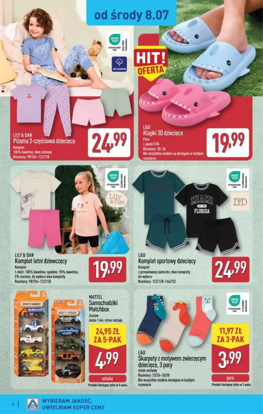 Gazetka promocyjna Aldi - Przygotuj się na kolejny tydzień - ważna 08.07 do 11.07.2026 - strona 6 - produkty: Chodzik, Dzieci, Karp, Mattel, Por, Samochodziki, Spodnie, Sport, T-shirt, Wełna
